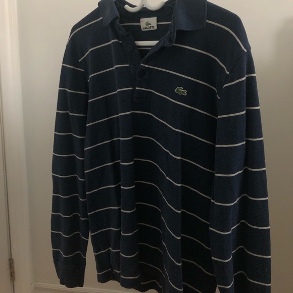 Lacoste blue and white stripped M polo - Picture 4 of 5